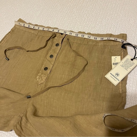 Anthropologie Natalia Linen Wide Leg Pants Women’s L High Waist Crop Boho Tan - Picture 11 of 16